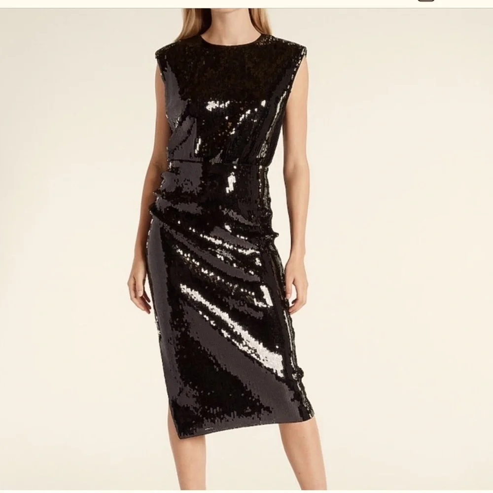 EXPRESS Women's Espresso Brown Sequin Midi Dress - Picture 4 of 6